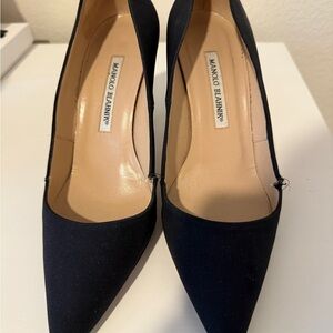 Manolo Blahnik Black Stiletto Heels with Pointed Toe